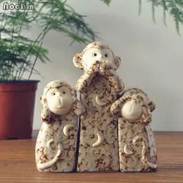 Decorative Figurines NOOLIM 3pcs/set Creative Monkey Family Miniatures Lovely Ornament Home Decor Animal Crafts Accessories Gift