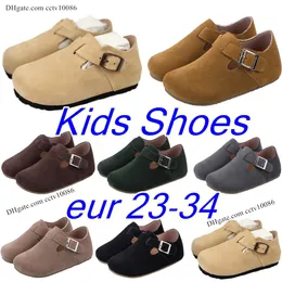 Scarpe da ginnastica per bambini Zoccoli in pelle Sandali Pantofole Scarpe casual per bambini con scivolo Scarpe da ragazza per ragazzi in sughero kaki piatto nero grigio marrone