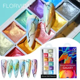 Nail Art Kits 12 Farben Kit Aquarell Perle Glitter Soilid Pulver Schimmer Chrom Pigment Holographische Stäube für Nägel Set 230927