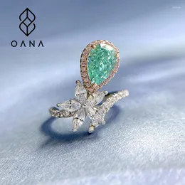 Cluster Rings OANA Paraiba Se Women'S Ring 925 Silver Flower Niche Design Fashion All-Match Jewelry