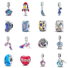 925 Silberperlen-Charms passen für Damen-Charm-Webarmband-Accessoires mit bunten Federn