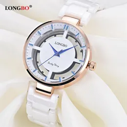 Luxury Hollow Women Watch Fashion Quartz Ceramic White Gold Strap Wrist Watches Gifts Female 80106 Wristwatches298B