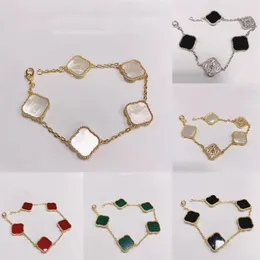 925 silver Designer Lucky Elegant Charm Bracelet Cleef Fashion Vintage 5 motifs Bracelets Clover Leaf Necklace Luxury Design Weddi3018