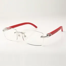 Plain glasses frame 3524012 come with new C hardware which is flat with red wooden legs285s