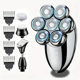 Clippers Trimmers Electric Razor for Men 6in1 Rotary ładowna łysa głowa golarka przenośna twarz broda trymer wodoodporne prezenty ojciec 230928