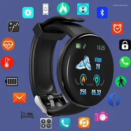 Wristwatches D18 Smart Bracelet Color Round Screen Heart Rate Blood Pressure Sleep Monitor Walking Exercise Fitness Watch Mens Watches