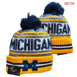 Michigan Beanies Wolverines Beanie North American College Team Side Patch Winter Wool Sport Knit Hat Skull Caps