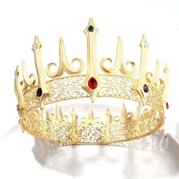 Haarspeldjes Haarspeldjes Barokke Gouden Koningin Tiara's Groot Kristal Grote Ronde Koninklijke Koningskroon Prachtige Strass Optocht Diadeem Pa240z