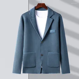 MARK MARKU MARKA MAKA MOSIE SMOWA SLIMET Striped Blazer Jacket Smart Elegancka stylowa dzianinowa garnitur Men Patruj męskie ubrania 2023