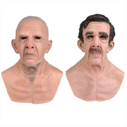 Latex Mask Bald Old Man Woman Full Head Halloween Realistic Funny Scary Adult Rubber Elder Costume Party Cosplay Decor Prop New L2297e