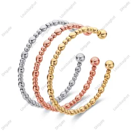 Zalman Titanium Steel Ball Beads Open Cuff Bracelets for Women Men Designer Vintage Wedding Jewely Accessories