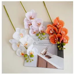 장식용 꽃 1pc 실크 나비 난초 인공 꽃 phalaenopsis 파티 축제 홈 장식 정원 공예를위한 DIY