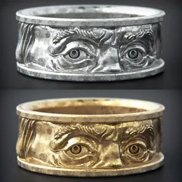 Creative Unusual Face Jewelry Carving Gaze Both Eyes Golden Rings Size 7-12 Men And Women Charm Halloween Gifts MENGYI Cluster1964