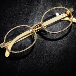 Full Diamond Glasses Diamond Jewelry Cubic Zirconia Fashion Hip Hop Glasses Silver Gold Alloy Material Normal Mirror185x