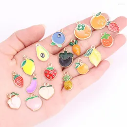 Charms 10Pcs Multistyle Enamel Fruits Charm For DIY Jewelry Making Necklace Earrings Lemon Strawberry Orange Peach Pendants Accessories