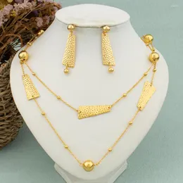 Halsbandörhängen Set guldpläterad lång kedja för kvinnor modeuttalande rektangel blomma stjärna hänge midja lady smycken