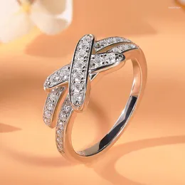 Cluster Rings Lennik Classical Cross Moissanite Women Wedding Bands Niche Design 925 Sterling Silver Lady Fine Jewelry
