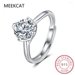 Cluster Rings 1 Moissanite Ring For Men 14K White Gold Plated 925 Sterling Silver Round Diamond Engagement Wedding