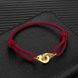 Mkendn Stainless Steel Handcuff Bracelet for Women Men Adjustable Rope Bracelet Menottes Bijoux Corde Couple Jewelry