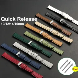 Watch Bands Quick Release Genuine Leather Band Soft Bracelet Silicone Wristbelt 10121416mm Universal Watchband 230928