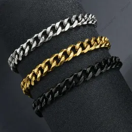 High Quality Stainless Steel Bracelets for Men Blank Color Punk Curb Cuban Link Chain Bracelets on the Hand Jewelry Trend