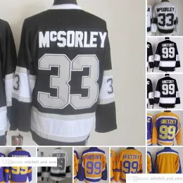 1967-1999 영화 레트로 CCM 하키 저지 자수 99 Wayne Gretzky Jerseys 33 Marty McSorley Vintage Jerseys