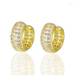 Boucles d'oreilles créoles Huitan Chic brillant cercle rond femme brillant zircon cubique bijoux pour fiançailles élégant cerceaux d'oreille accessoires 2023