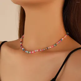 Choker Fashion Bohemian Transparent Rice Naszyjnik dla kobiet kolorowe wszechstronne akcesoria biżuterii