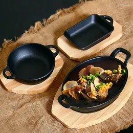 Pans Korean Cast Iron Round Steak Plate Special Dishes Commercial Barbecue Pot Pan Non Stick Tray Sizzling