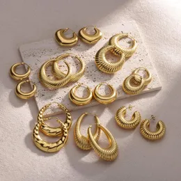 Creolen, klobig, luxuriös, rund, für Damen, goldfarben, Edelstahl, Boho-Schmuck, Hochzeitsgeschenke, Aretes