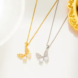 Silver gold necklace chain butterfly necklaces jewelry love pendants chains designers accessories designer women Titanium Steel charm pendant