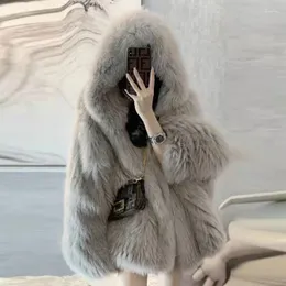 Women's Fur Winter Jackets For Women Hooded Coat Fluffy Jacket Thicken Warm Faux Korean Outerwear