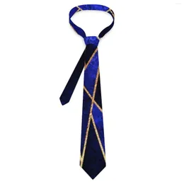 Bow Ties Blue Geometry Tie Gold Line Print Wedding Party Neck Men Retro Trendy Necktie Accessories Quality Pattern Collar