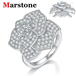 Cluster Rings 1.8ct Full Moissanite Diamond D Color Women's Flower 925 Plated White Gold Fine Jewelry Wedding Engagement Ring For Women