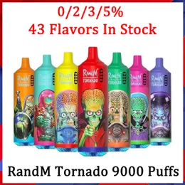 Original RandM Tornado 9000 Disposable E Cigarettes With Verified Code 0% 2% 3% 5% Rechargeable Battery 18ml Device Vape Pen 53Flavors