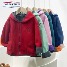 Coat Korean Kids Fleece Autumn Winter Children Jacket Warm Hoodies Thicken Sweatshirt Children'S Clothing Zipper Coats 230928