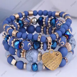4pcs/set Boho Heart Bracelet Resin Beads Crystal Stone Jewelry European Beauty Fashion Bracelet Jewelry