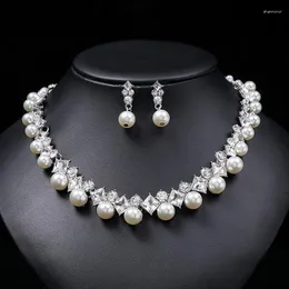 Stud Earrings 2023 European And American Pearl Gem Necklace Set With Romantic Light Luxury Wedding Engagement Jewelry