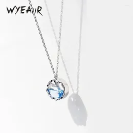Pendants WYEAIIR 925 Sterling Silver Blue Crystal Lovely Mermaid Fresh Student Gift Fine Jewelry Luxury Female Necklace