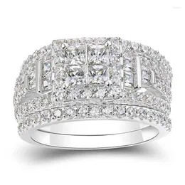 Wedding Rings Huitan Ly Designed For Women Fashion Square Princess Cubic Zirconia Engagement Proposal Drop Ship Jewelry