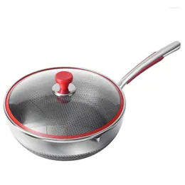 Krukor krukor och ställ in gjutjärn köksredskap non stick wok pan 316 rostfritt stål hushåll stekning med gaseldad induktion spis