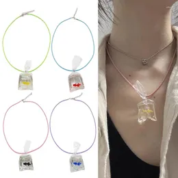 Ожерелья с подвесками, креативное ожерелье с золотой рыбкой и карпом, прозрачная сумка для воды, японский ошейник-цепочка с цепочкой на удачу, D0LC