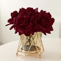 装飾的な花高品質の超美しいバラバンチ人工花リアルタッチホームデコレーションウェディングブーケマリエージフェイク
