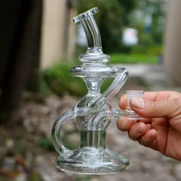 Klein Hookahs Recycler Glass Bong Tornado Hookah Dab Rigs Smoking Water Pipe Heady Pipes Size 14mm joint with Bowl Wholesale