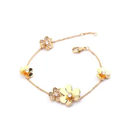 3 colores venden pulsera de marca de cobre ambiental joyería para mujer cadena de plata trébol mano catenaria Praty regalo de boda oro 290S