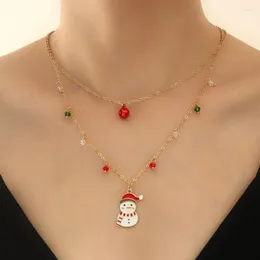 Pendant Necklaces 2023 Christmas Necklace For Women Enamel Snowman Bells Ornaments Statement Gift Your Relatives