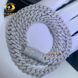 Hip Hop Men 8Mm Prong Cuban Link Chain Necklace Bling Iced Out 2Row Moissanite S Sier Rhombus Cuban Necklace Jewelry