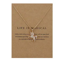 Unicorn Pendant Necklace For Women Men Lucky Animal Necklace With Present Card Fashion Jewelry