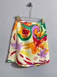 Skirts 2023 Spring And Summer Watercolor Printed All-matching High-waisted Temperament Wrapped Hip Fashion Skirt