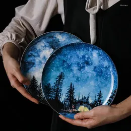 Płytki 2PCS w kolorze ceramicznym naczynie na danie śniadaniowe Dekoracja stolika